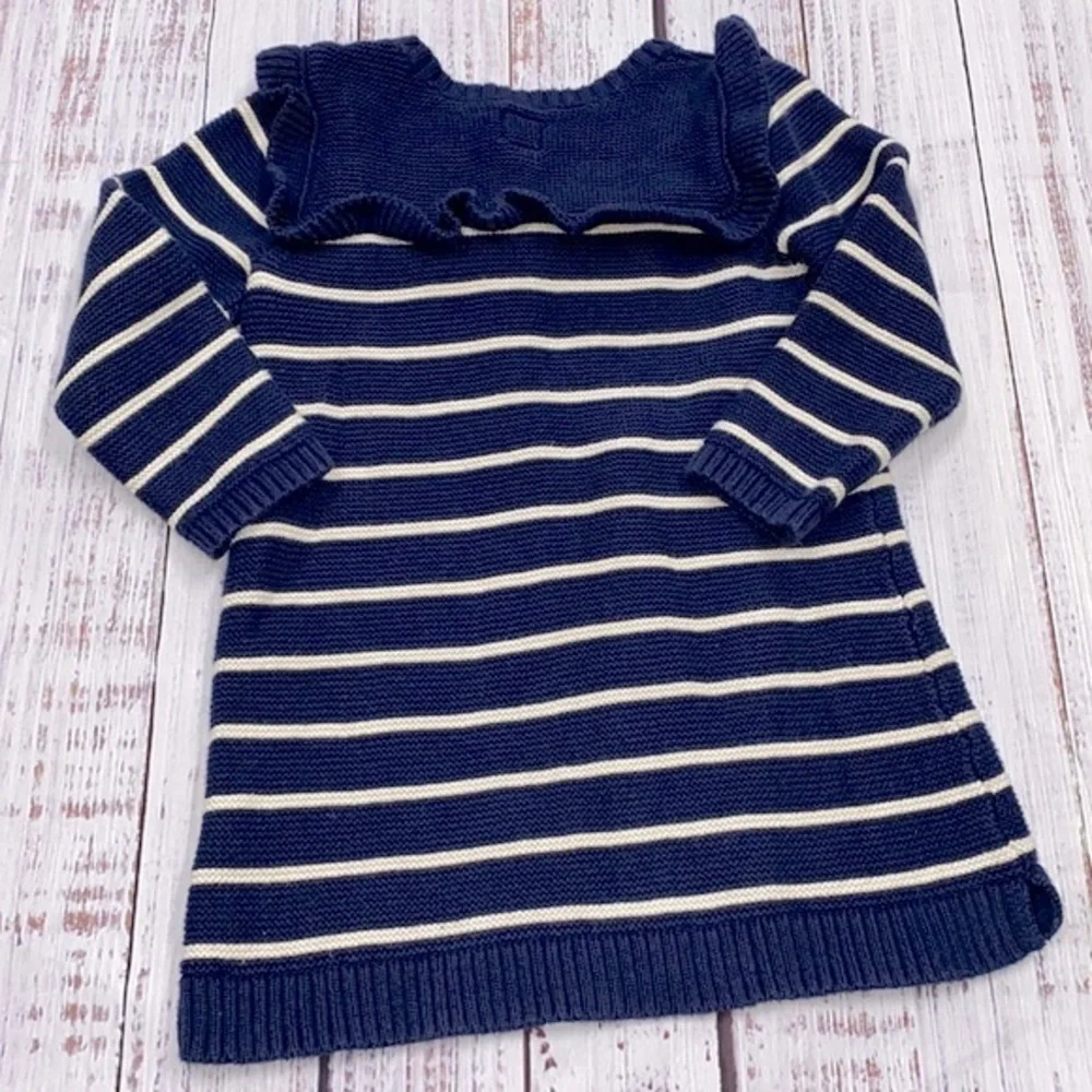 Baby Gap 18 to 24 months navy and white striped knit dress